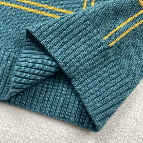 Original Penguin Windowpane Mock Neck Wool Blend Yarn Knit LS Pullover Sweater - Picture 11 of 14